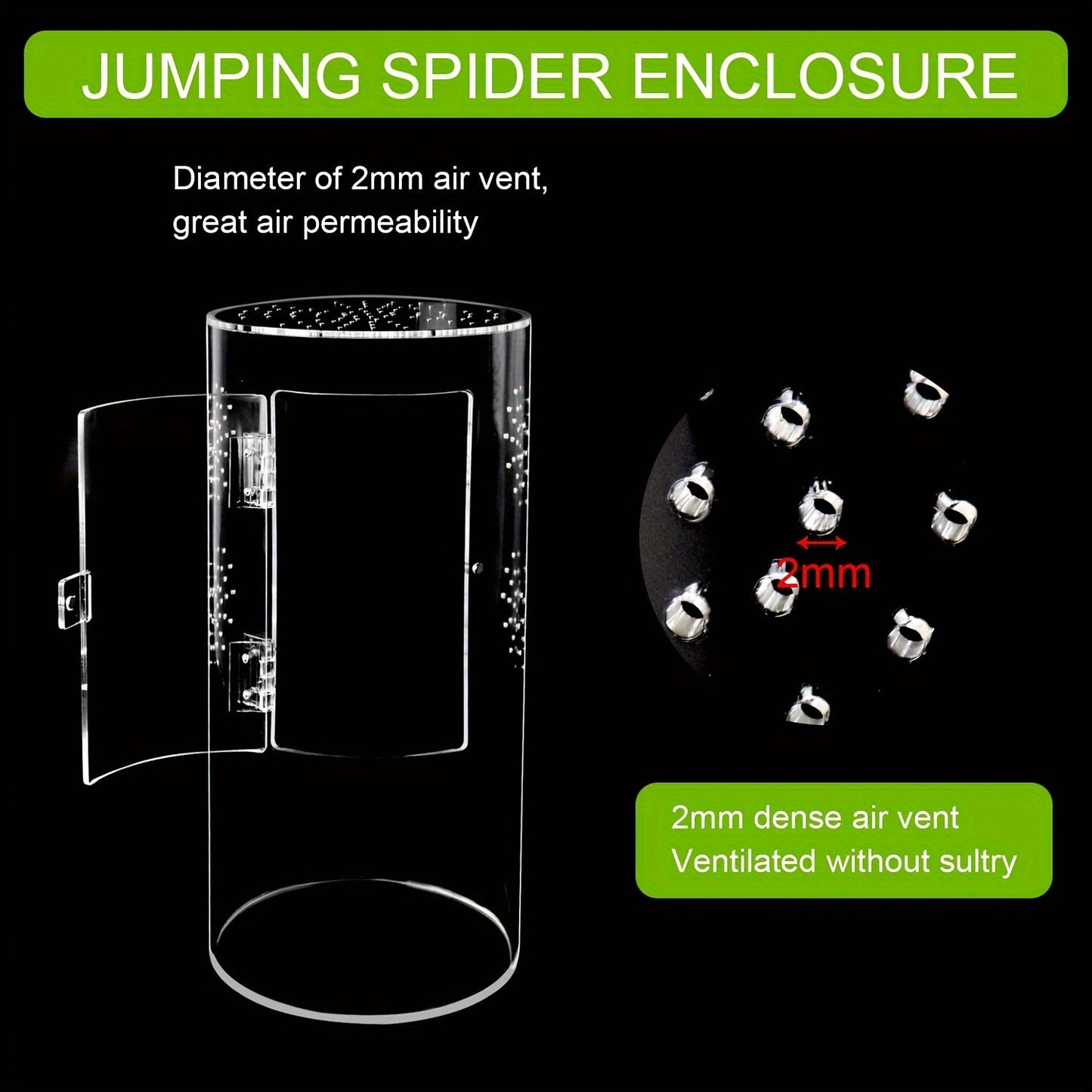 Acrylic Insect Habitat Cage 29.21x15.24x15.24cm - Transparent, Ventilated Terrarium for Spiders, Praying Mantises, Scorpions, Ants & Snails with Escape Door
