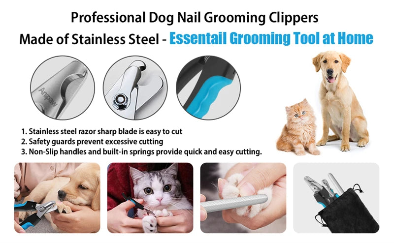 Professional Pet Nail Clipper with Safety Guard Stainless Steel Scissors Cat Dog for Claw Care Grooming Supplies Size Fits