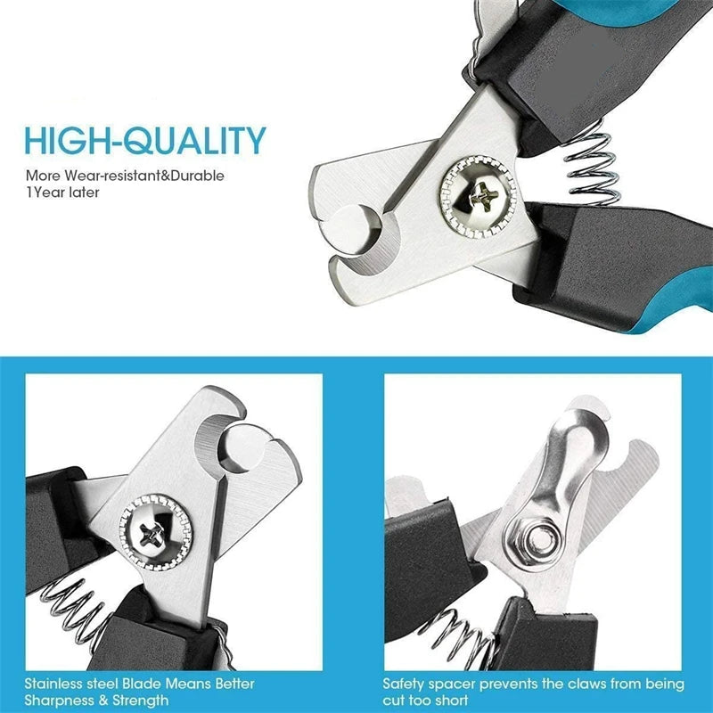 Professional Pet Nail Clipper with Safety Guard Stainless Steel Scissors Cat Dog for Claw Care Grooming Supplies Size Fits