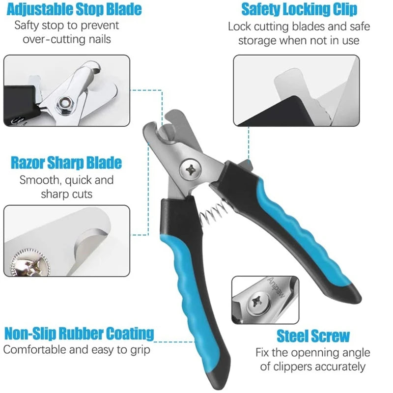Professional Pet Nail Clipper with Safety Guard Stainless Steel Scissors Cat Dog for Claw Care Grooming Supplies Size Fits