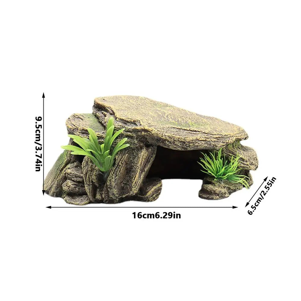 New Reptile Cave Turtle Bask Back Caves Platform Case Decoration Landscape Resin Habitat Hide Rock For Lizard Snake