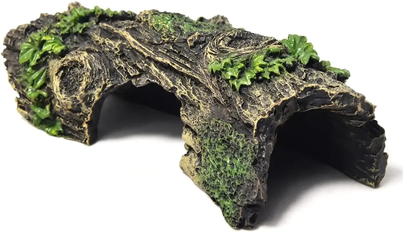 Aquarium Hollow Tree Tunnel Cave Ornament Fish Shrimp Reptile Hiding Shelter