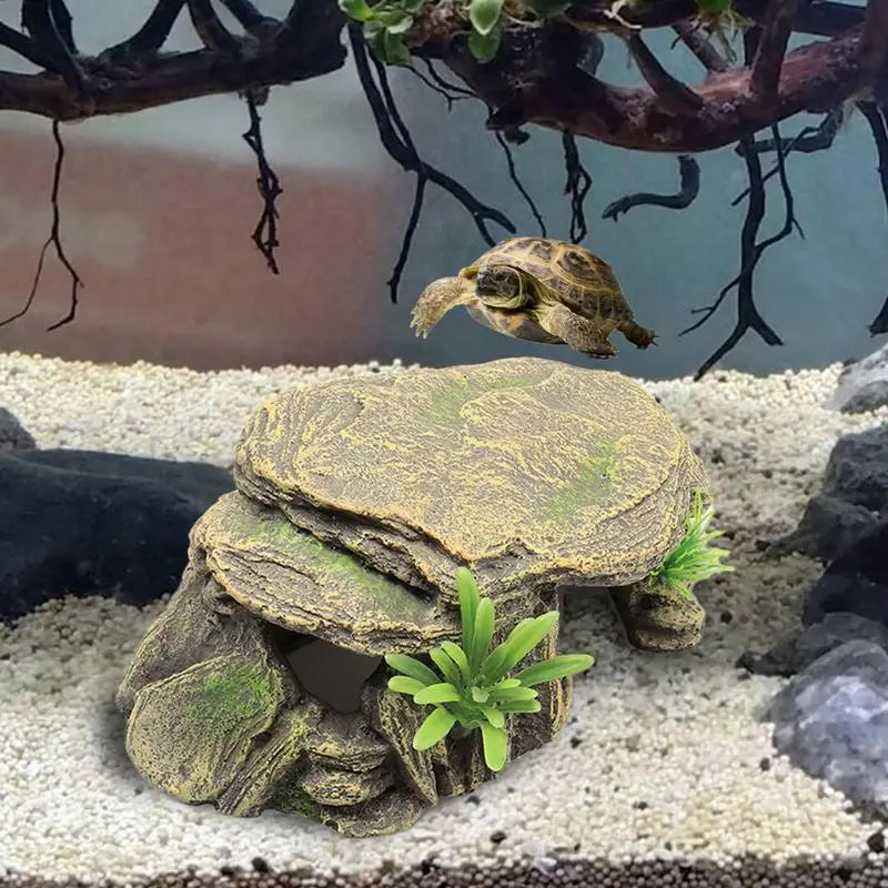 New Reptile Cave Turtle Bask Back Caves Platform Case Decoration Landscape Resin Habitat Hide Rock For Lizard Snake