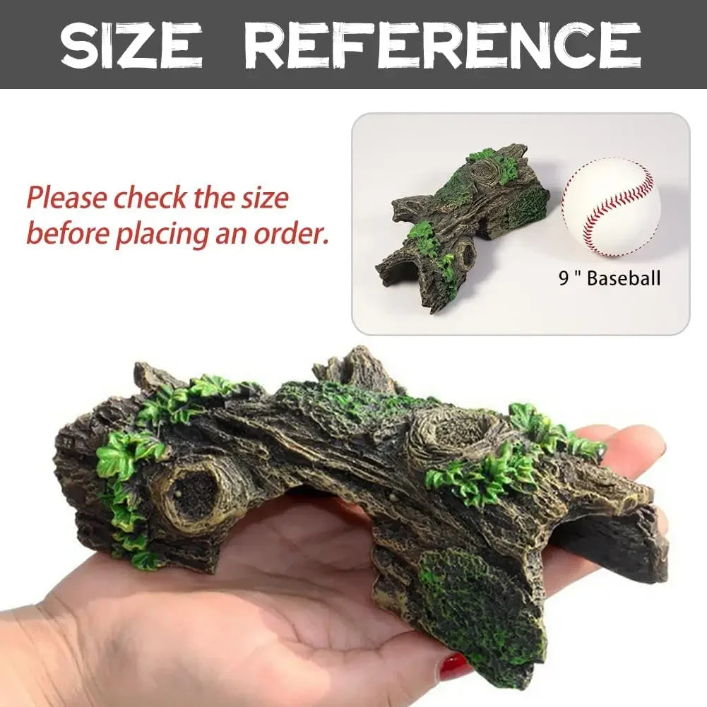 Aquarium Hollow Tree Tunnel Cave Ornament Fish Shrimp Reptile Hiding Shelter
