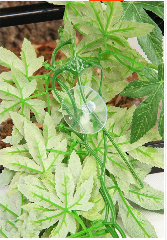 Plant Terrarium Reptile Hide Amphibian Decoration Pet Tank Hanging Leaves