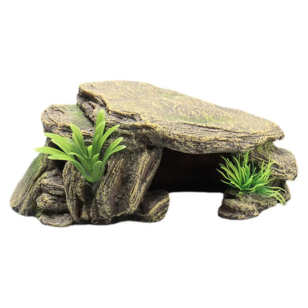 New Reptile Cave Turtle Bask Back Caves Platform Case Decoration Landscape Resin Habitat Hide Rock For Lizard Snake