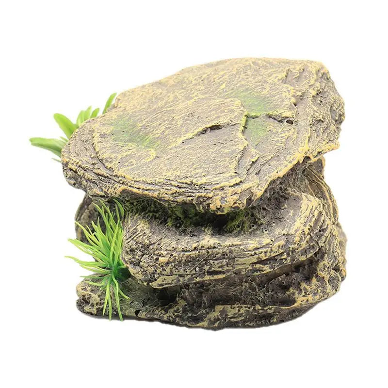 New Reptile Cave Turtle Bask Back Caves Platform Case Decoration Landscape Resin Habitat Hide Rock For Lizard Snake