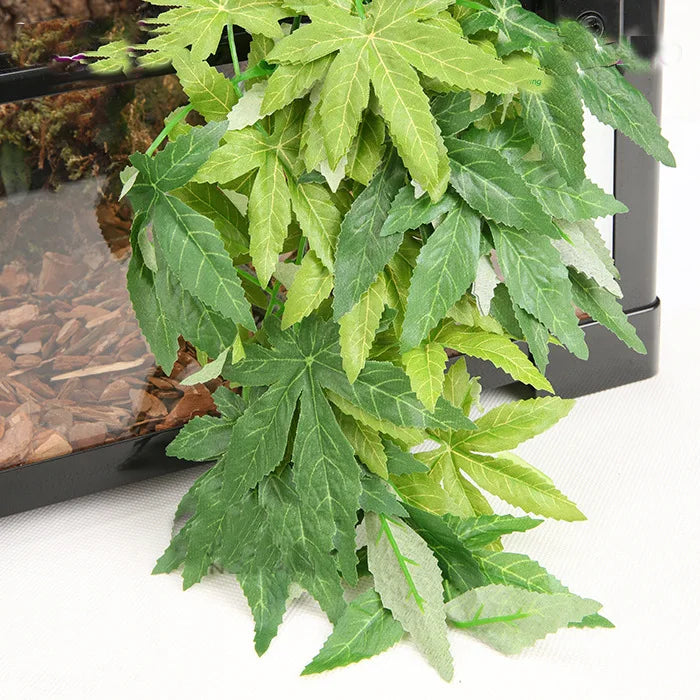 Plant Terrarium Reptile Hide Amphibian Decoration Pet Tank Hanging Leaves