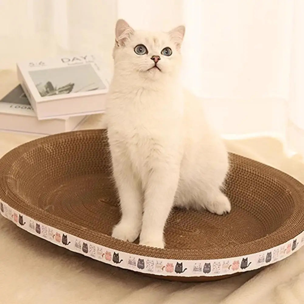 Cat Scratcher Cardboard Round Oval Cat Scratch Pad Bowl Nest for Indoor Cats