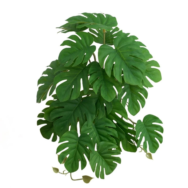 Terrarium Plants Artificial Plant for Reptile Amphibian for Tank Pet Habitat Decorations Tropical Leaves 10 Sty