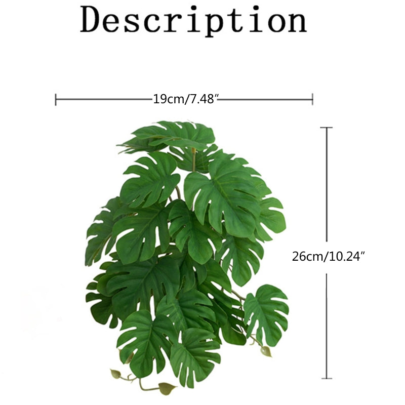 Terrarium Plants Artificial Plant for Reptile Amphibian for Tank Pet Habitat Decorations Tropical Leaves 10 Sty