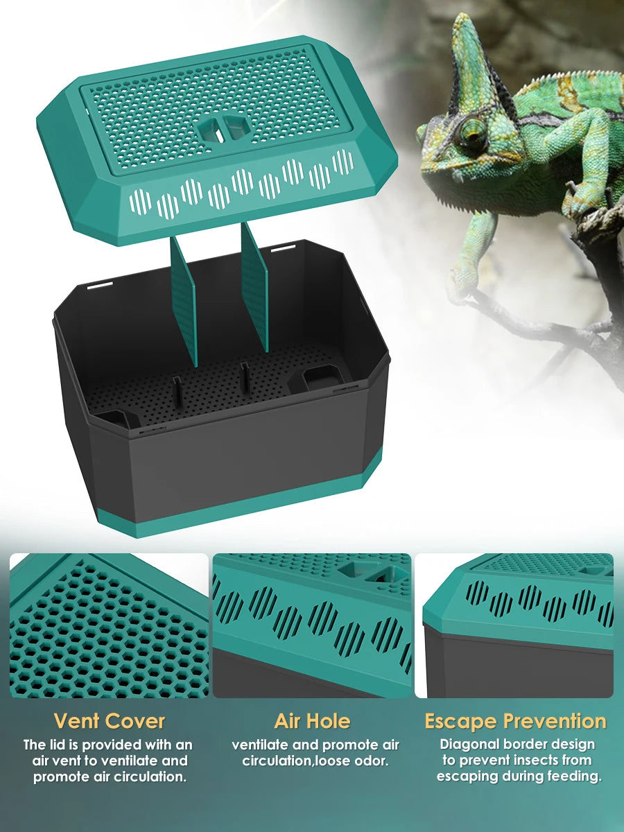Live food storage box suitable for raising mealworms, crickets, Dubia cockroaches, Morio worms