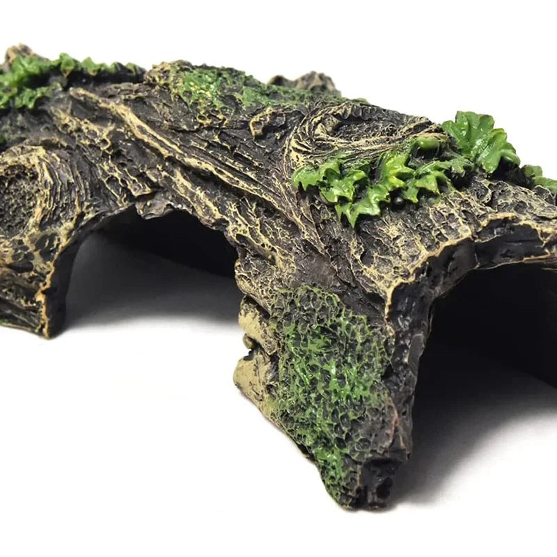 Aquarium Hollow Tree Tunnel Cave Ornament Fish Shrimp Reptile Hiding Shelter