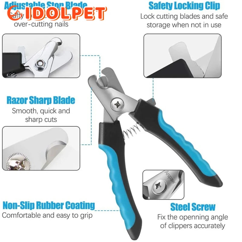 Professional Pet Nail Clipper with Safety Guard Stainless Steel Scissors Cat Dog for Claw Care Grooming Supplies Size Fits