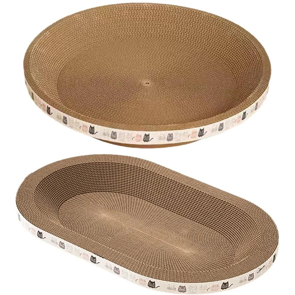 Cat Scratcher Cardboard Round Oval Cat Scratch Pad Bowl Nest for Indoor Cats