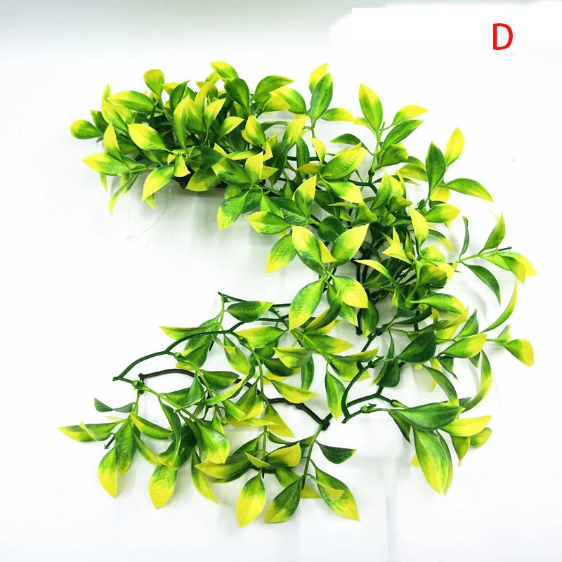 Plant Terrarium Reptile Hide Amphibian Decoration Pet Tank Hanging Leaves
