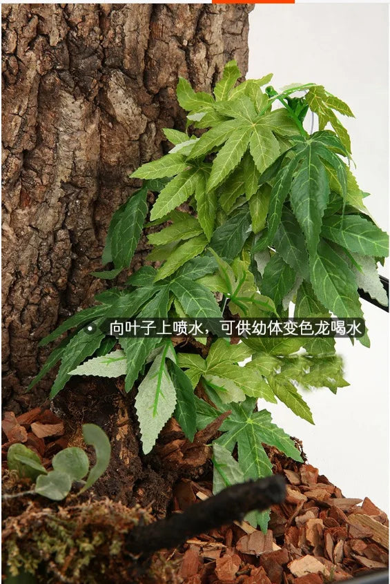 Plant Terrarium Reptile Hide Amphibian Decoration Pet Tank Hanging Leaves