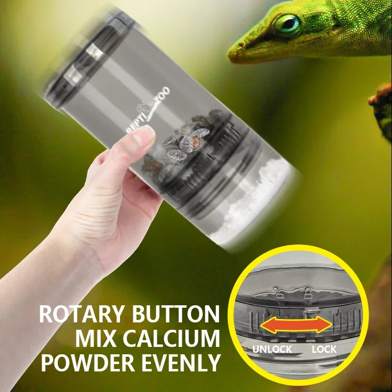 Cricket Convenient Feeding Boxes Transparent Climbing Pet Calcium Powder Mixing Box Portable Feeder for Lizards and Amphibians