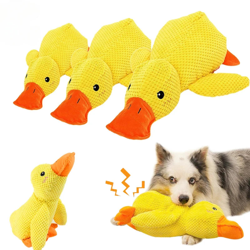 Pet Plush Toy Dog Calming Duck Stuffed Duck Toys Chew Toy Durable Squeaky for Puppy Pet Teeth Cleaning Chew Toy