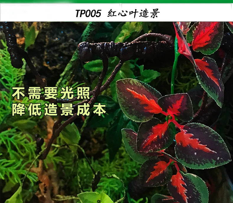 Plant Terrarium Reptile Hide Amphibian Decoration Pet Tank Hanging Leaves