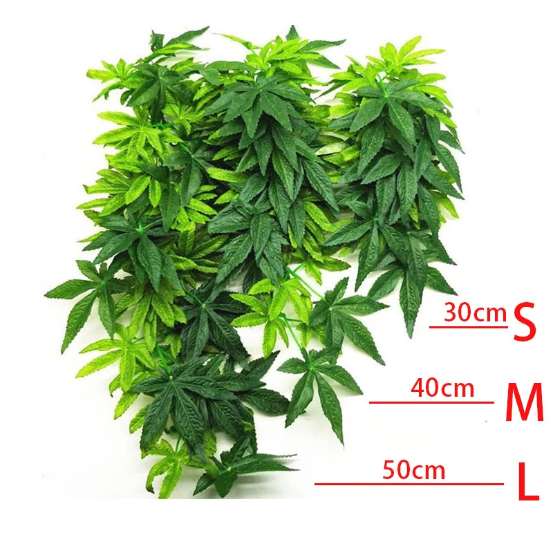Plant Terrarium Reptile Hide Amphibian Decoration Pet Tank Hanging Leaves