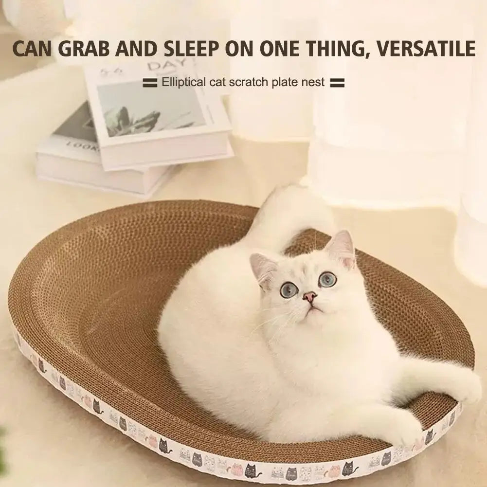 Cat Scratcher Cardboard Round Oval Cat Scratch Pad Bowl Nest for Indoor Cats