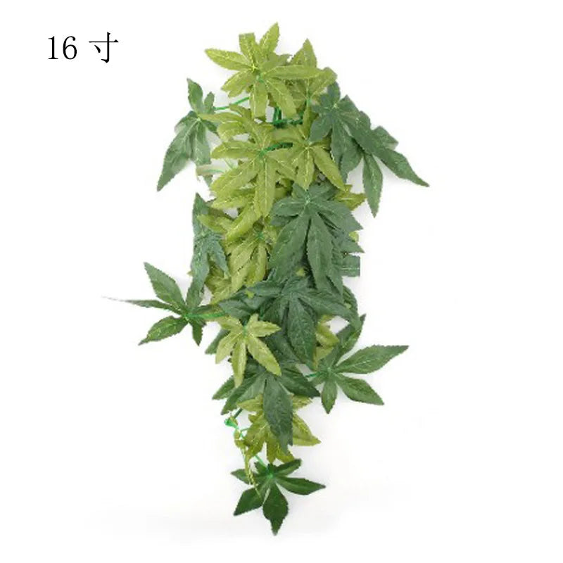 Plant Terrarium Reptile Hide Amphibian Decoration Pet Tank Hanging Leaves