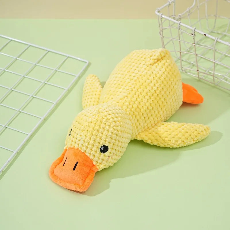 Pet Plush Toy Dog Calming Duck Stuffed Duck Toys Chew Toy Durable Squeaky for Puppy Pet Teeth Cleaning Chew Toy