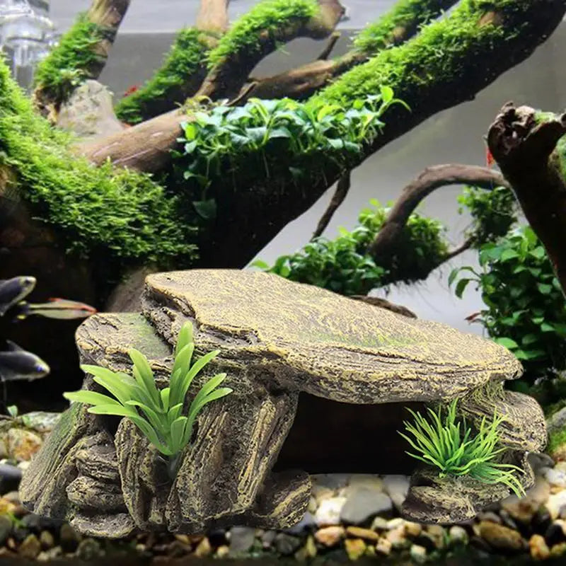 New Reptile Cave Turtle Bask Back Caves Platform Case Decoration Landscape Resin Habitat Hide Rock For Lizard Snake