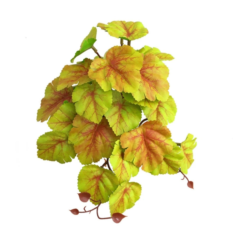 Terrarium Plants Artificial Plant for Reptile Amphibian for Tank Pet Habitat Decorations Tropical Leaves 10 Sty