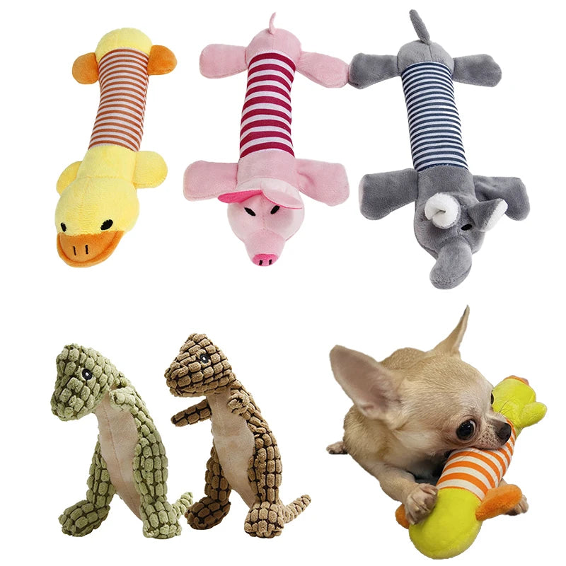 Animals Shape Plush Dog Toy Bite Resistant Squeaky Toys for Small Dogs Interactive Chew Molar Toy Sound Pet Accessories