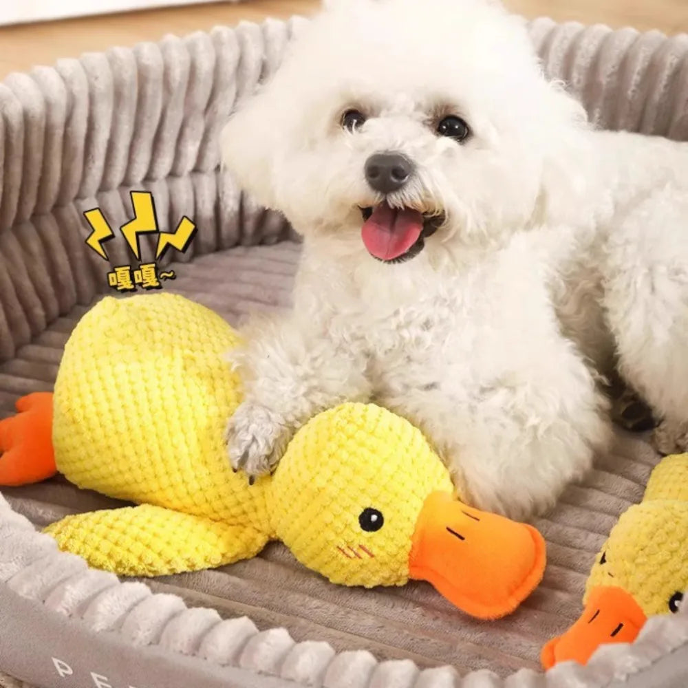 Pet Plush Toy Dog Calming Duck Stuffed Duck Toys Chew Toy Durable Squeaky for Puppy Pet Teeth Cleaning Chew Toy