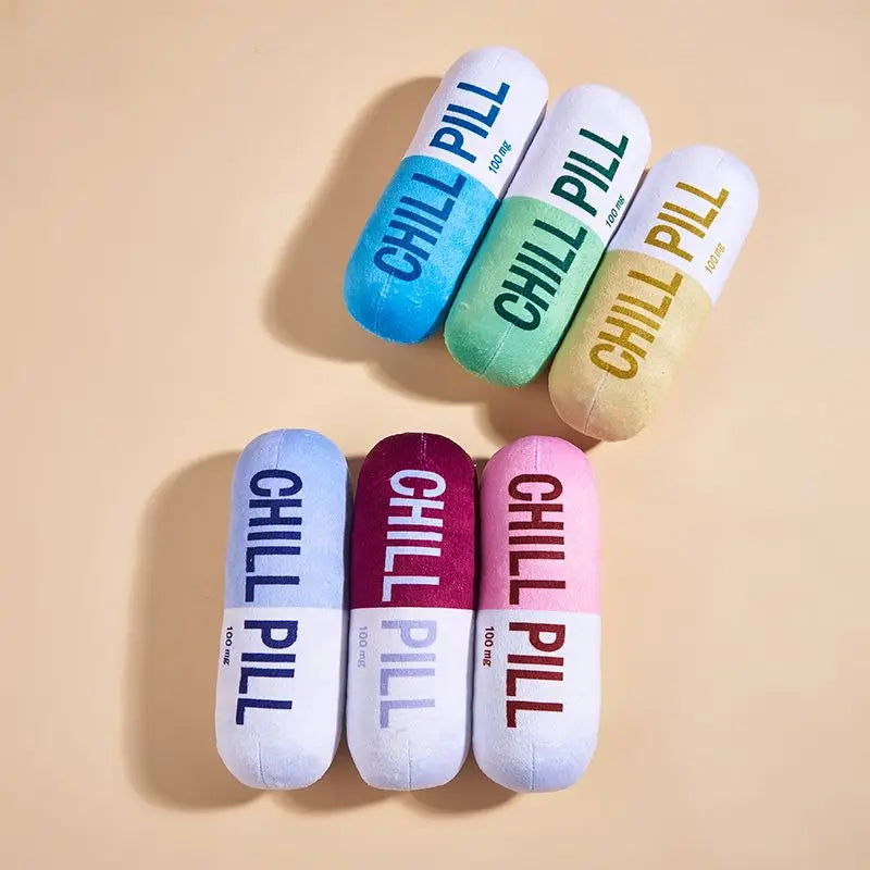 Vocal pet plush toy chill pill Capsule shape plush dog toy Vocal fabric bite Resistant