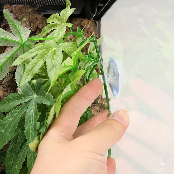 Plant Terrarium Reptile Hide Amphibian Decoration Pet Tank Hanging Leaves