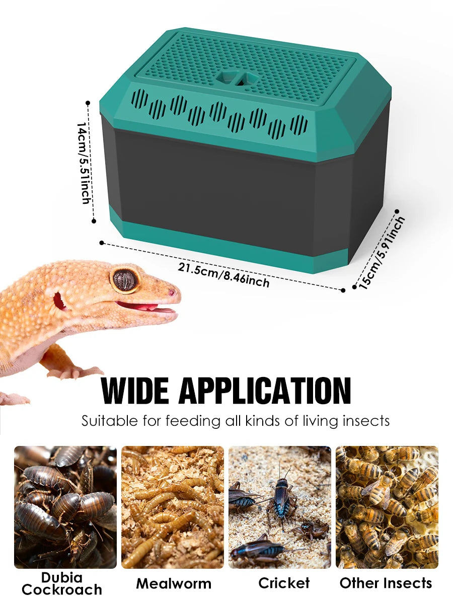 Live food storage box suitable for raising mealworms, crickets, Dubia cockroaches, Morio worms