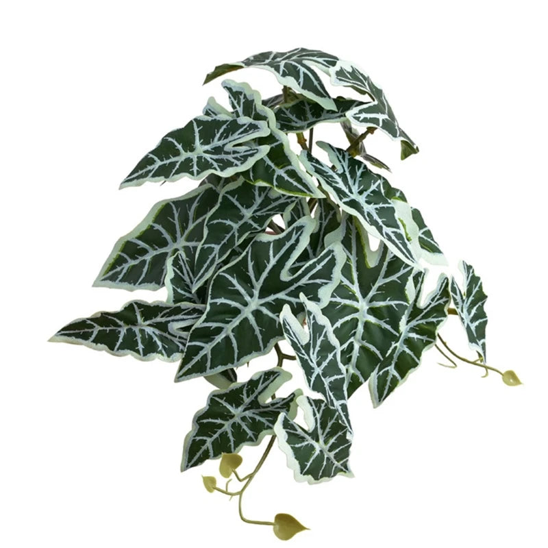 Terrarium Plants Artificial Plant for Reptile Amphibian for Tank Pet Habitat Decorations Tropical Leaves 10 Sty