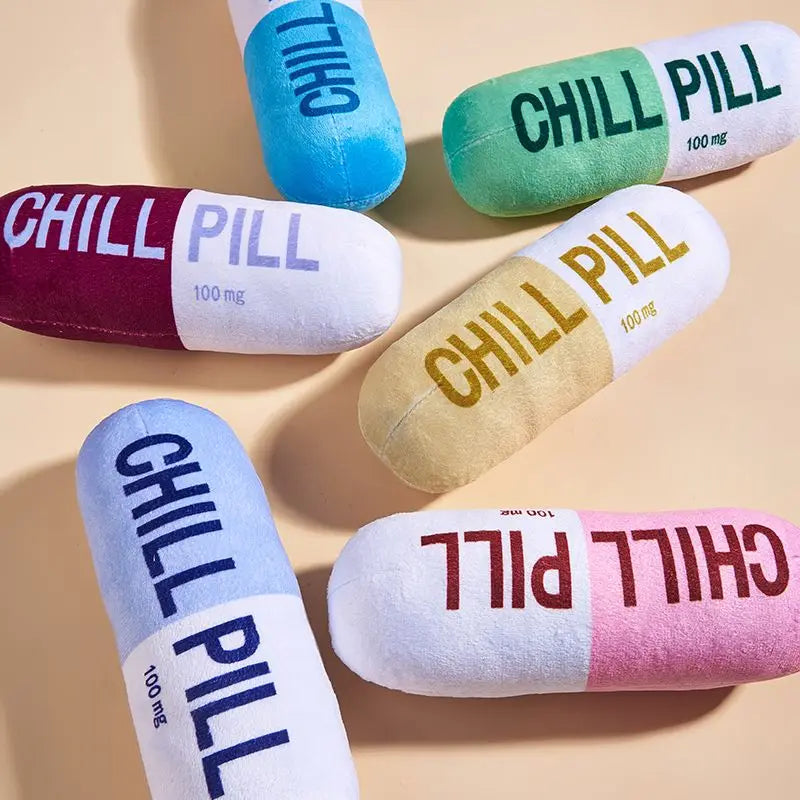 Vocal pet plush toy chill pill Capsule shape plush dog toy Vocal fabric bite Resistant