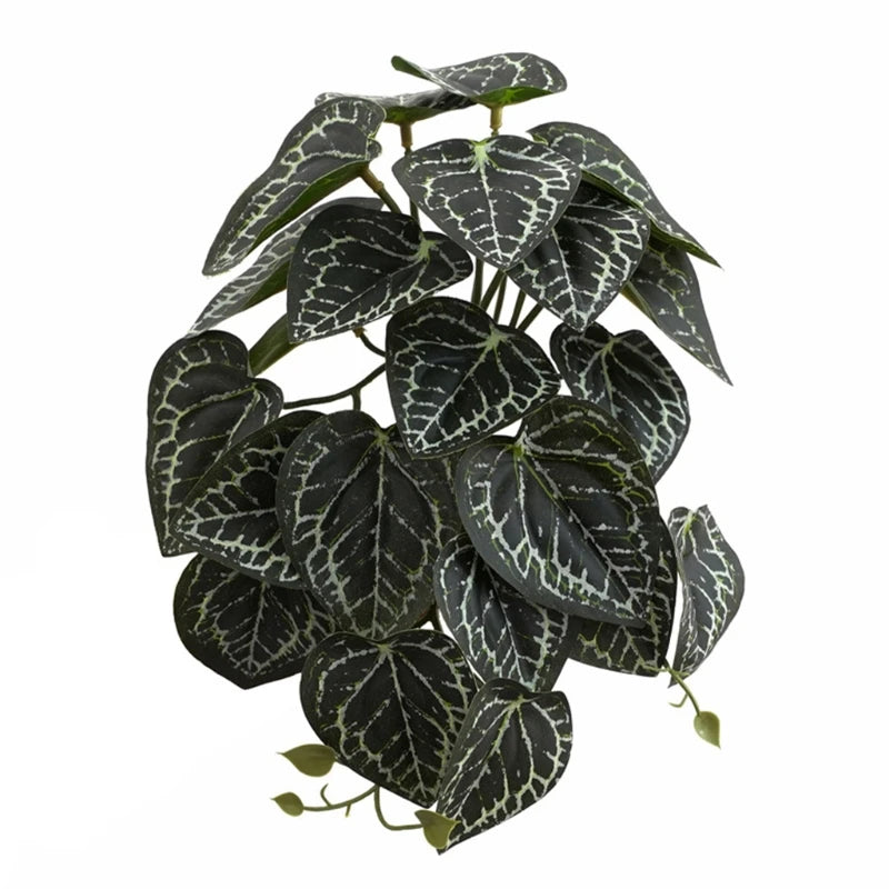 Terrarium Plants Artificial Plant for Reptile Amphibian for Tank Pet Habitat Decorations Tropical Leaves 10 Sty