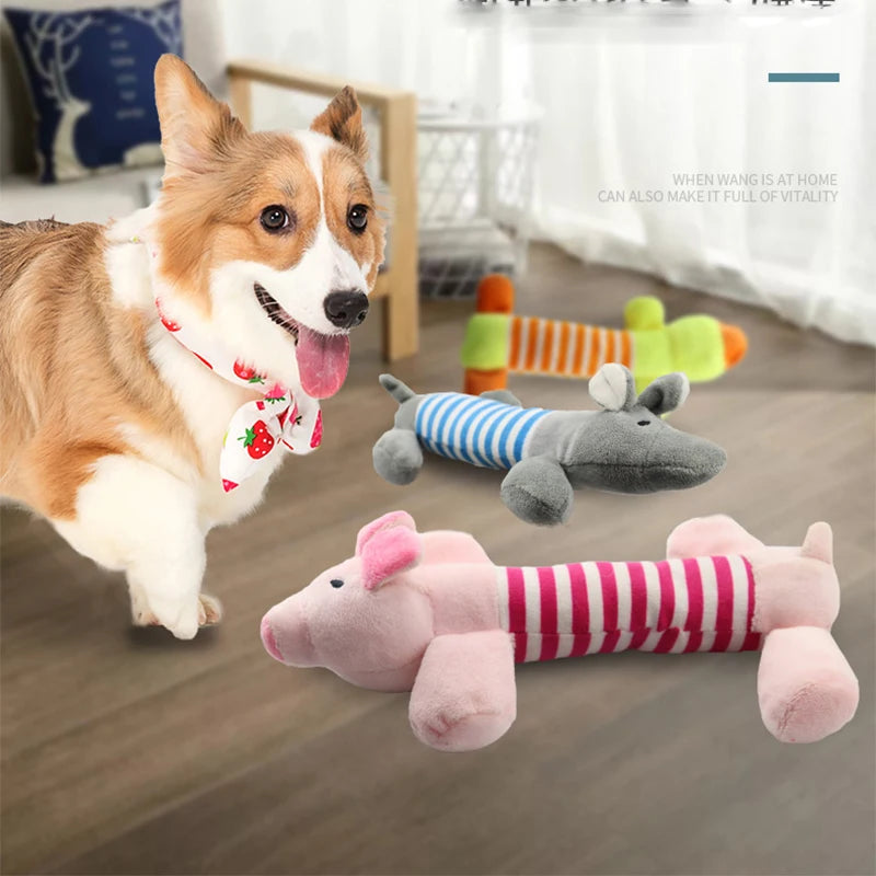 Animals Shape Plush Dog Toy Bite Resistant Squeaky Toys for Small Dogs Interactive Chew Molar Toy Sound Pet Accessories