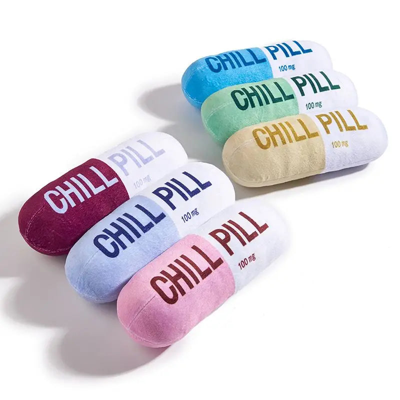 Vocal pet plush toy chill pill Capsule shape plush dog toy Vocal fabric bite Resistant