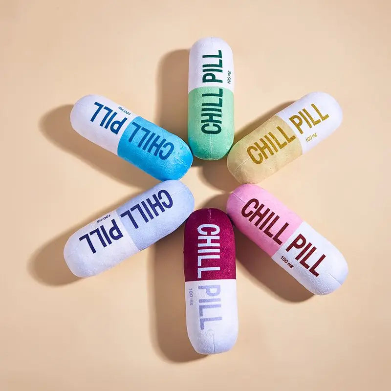 Vocal pet plush toy chill pill Capsule shape plush dog toy Vocal fabric bite Resistant