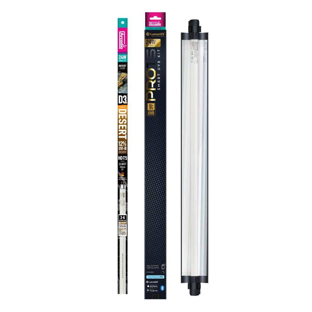 Arcadia LumenIZE Pro T5 UVB Kit, D3+, 12% UV-B, 24 Watt Reptile Terrarium Vivarium Light Unit