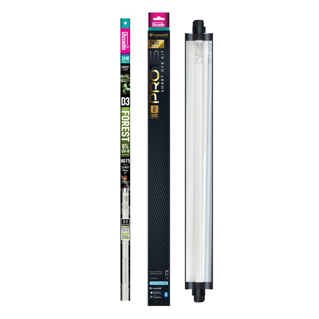 Arcadia LumenIZE Pro T5 UVB Kit, D3+, 12% UV-B, 24 Watt Reptile Terrarium Vivarium Light Unit