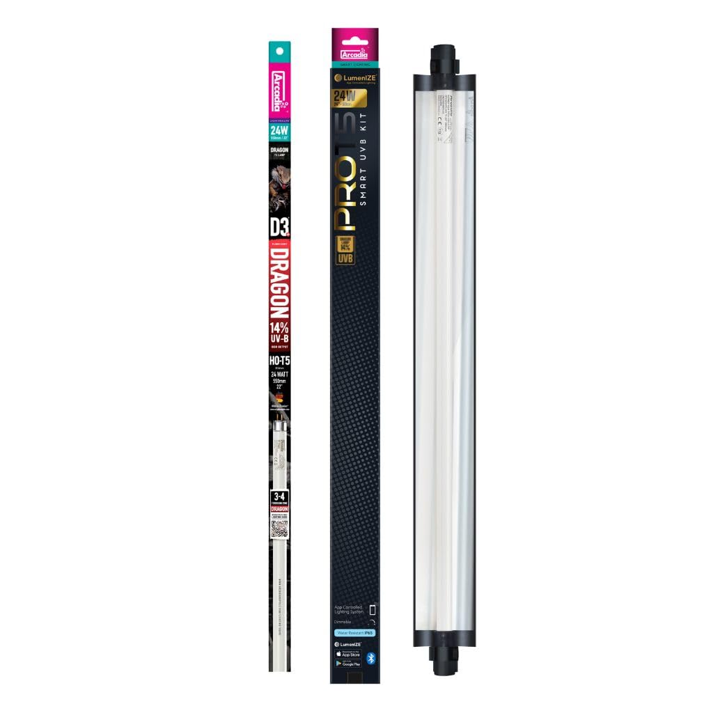 Arcadia LumenIZE Pro T5 UVB Kit, D3+, 12% UV-B, 24 Watt Reptile Terrarium Vivarium Light Unit