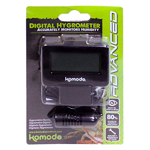 Komodo Digital Hygrometer, Digital Hygrometer for Reptile Habitats,black|green