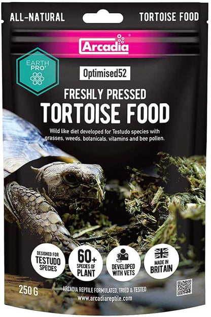Arcadia Reptile - EarthPro-Optimised52 - Freshly Pressed Tortoise Food - 250g - Natural Ingredients - Highly Palatable - Tortoise Accessories