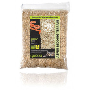 Komodo Aspen Bedding for Snakes - 12L Natural Wood Substrate for Burrowing Reptiles - Eco-Friendly & Biodegradable Free  Shipping