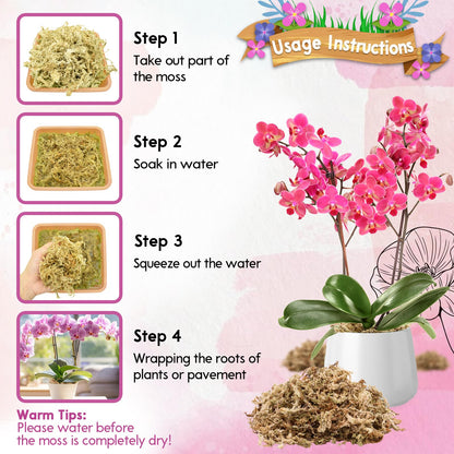 Riare 300g Natural Sphagnum Moss Dried Forest Moss Long Fibered Orchid Moss Potting Mix for Potted Plants Carnivorous Plants Moss Orchid Potting Mix,Reptile Substrate Habitat Decoration (300g)