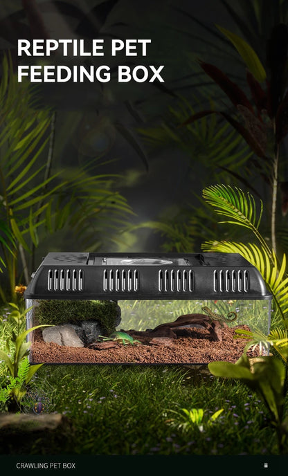 Transparent LED Light Reptile Animal Insect Pet Cage Breathable Feeding Portable Lamp Box Frog Snake ,Geckos,Inverts,spiders