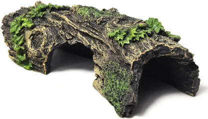 Aquarium Hollow Tree Tunnel Cave Ornament Fish Shrimp Reptile Hiding Shelter